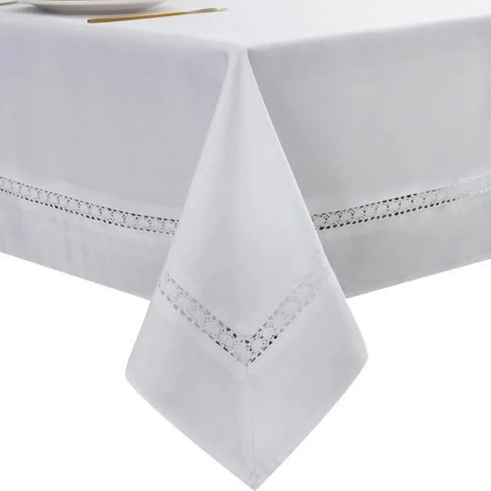 EHouseHome Heavy Duty Fabric Tablecloth with White Lace 60 x 84 Inches